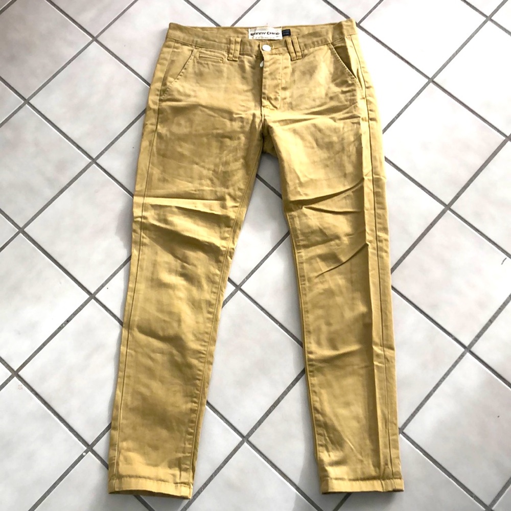 TOPMAN (TOPSHOP) skinny chinos (30” x 29”), tan